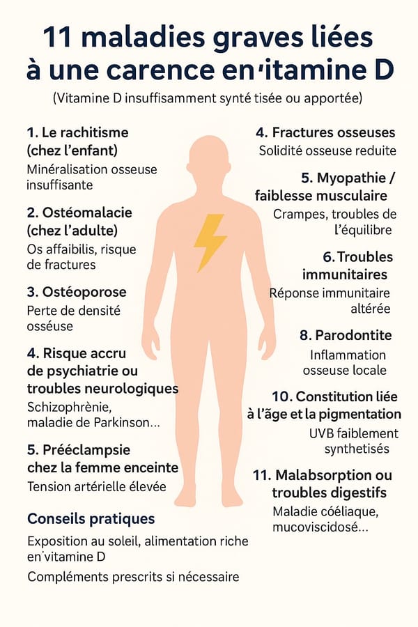 11 maladies graves liées à une carence en vitamine D